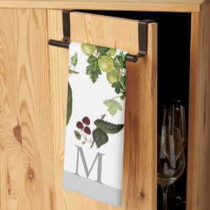 monogram classic fruit design or add text to  kitchen towel