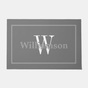 Monogram Classic Gray and White Family Name Doorma Doormat