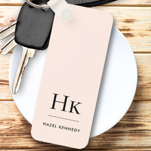 Monogram Classic Modern Minimalist Initials Name Keychain