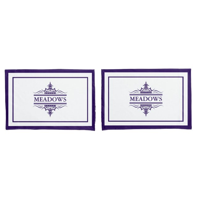 Monogram Classic Navy Blue And White Pillowcase (Front-Set)