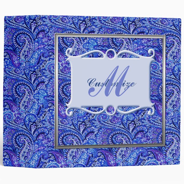 Monogram Classic Paisley Vibrant Blue Binder (Front/Spine)