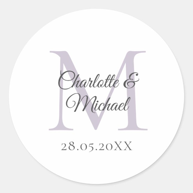 Monogram   classic round sticker (Front)