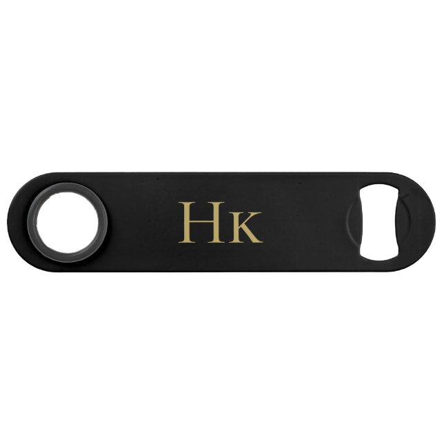 Monogram Classic Simple Modern Black Gold Elegant Bar Key (Front (Horizontal))