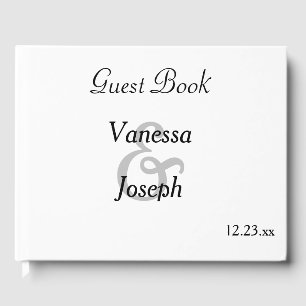 Monogram Classic White Black Wedding Guest Book