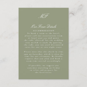 Monogram Classic White Sage Wedding Details Info Enclosure Card