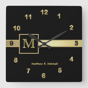 Monogram Classy Executive Square Wall Clock