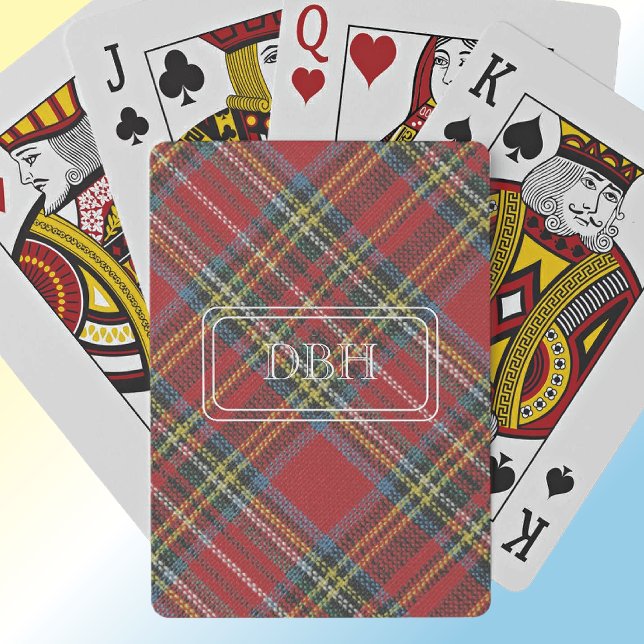 Monogram Classy Royal Stewart Tartan Playing Cards (Creator Uploaded)