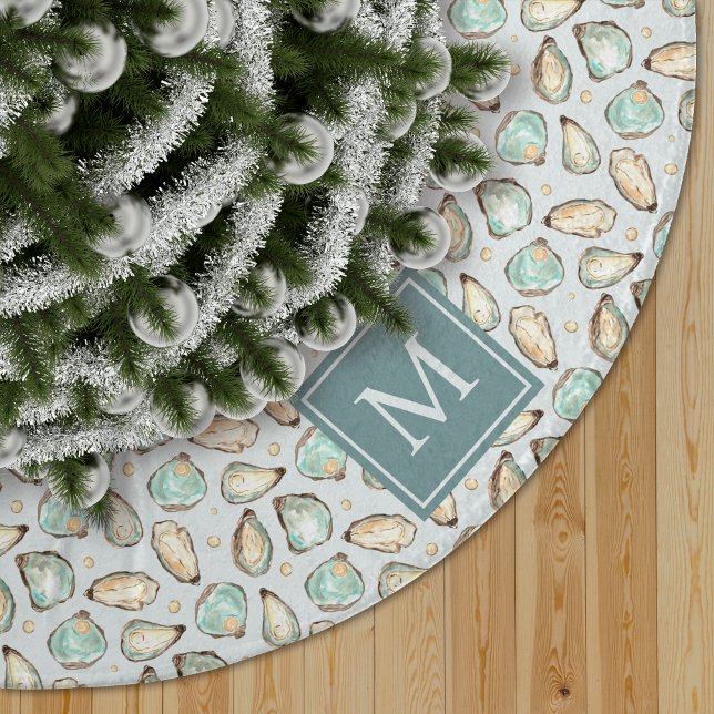 Monogram Coastal Oyster Shell Brushed Polyester Tree Skirt (Creator Uploaded)