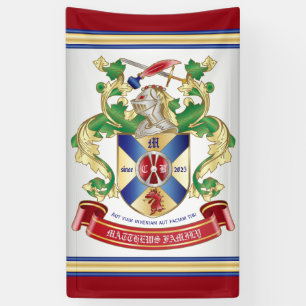 Monogram Coat of Arms Silver Knight Shield Dragon Banner