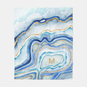 Monogram   Cobalt Agate II Fleece Blanket