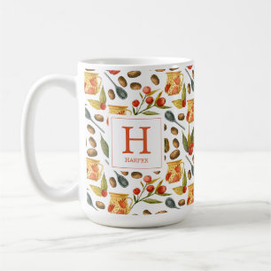 Monogram Coffee Beans Pattern  Coffee Mug