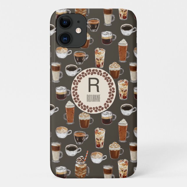 Monogram Coffee Lover Case-Mate iPhone Case (Back)
