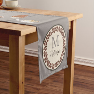 Monogram Coffee Lover Light Brown Short Table Runner