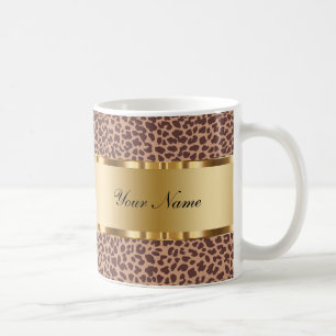 Monogram Coffee Mugs Leopard Pattern