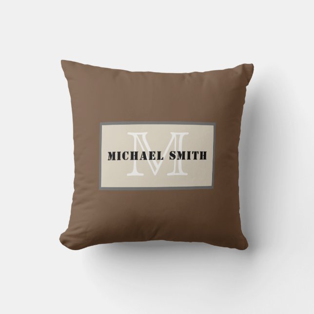 Monogram Coffee Solid Colour Background Throw Pillow (Front)
