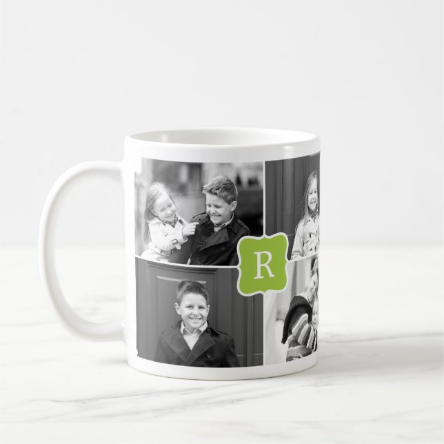 Monogram Collage Custom Photo Mug -  Green (Left)