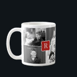 Monogram Collage Custom Photo Mug - Red<br><div class="desc">Personalize this mug with your text and photo(s) to create a one-of-a-kind gift! Available in more colours.</div>