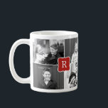 Monogram Collage Custom Photo Mug - Red<br><div class="desc">Personalize this mug with your text and photo(s) to create a one-of-a-kind gift! Available in more colours.</div>