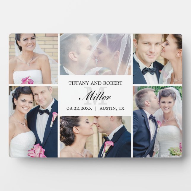 Monogram Collage EDITABLE COLOR Plaque with Easel (Front)