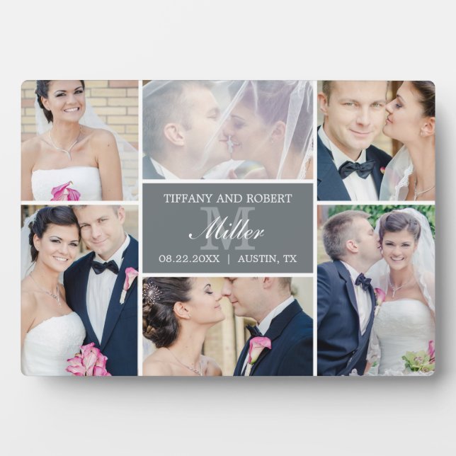 Monogram Collage Editable Colour Custom Photo Fram Plaque (Front)