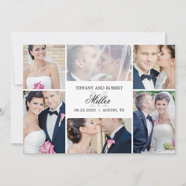 Monogram Collage Photo Wedding Announcement (Front)
