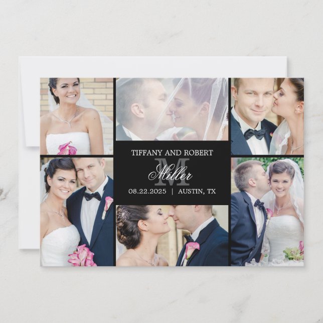 Monogram Collage Photo Wedding Announcement (Front)