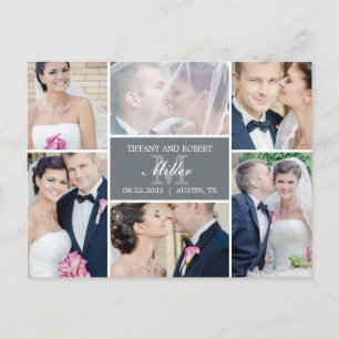 Monogram Collage Wedding Announcement - Grey