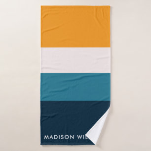 Monogram Colorblock Horizontal Stripe Stylish  Bat Bath Towel Set