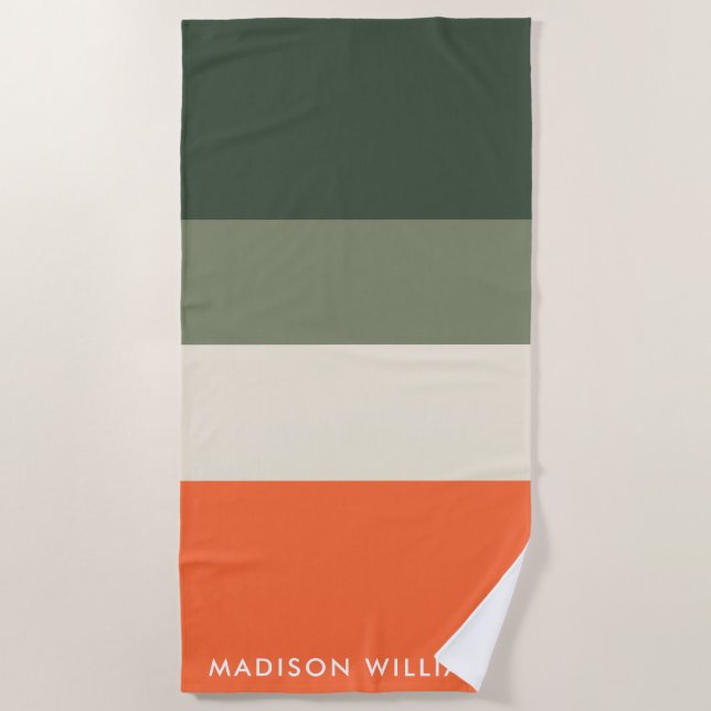 Monogram Colorblock Horizontal Stripe Stylish   Be Beach Towel (Front)