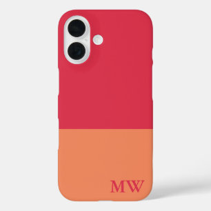 Monogram Colour Block Dark Pink and Orange iPhone 16 Case