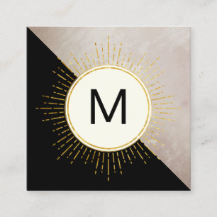 Monogram Colour Block Illuminated Elements Square Business Card