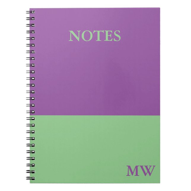 Monogram Colour Block Notebook Purple & Mint Green (Front)