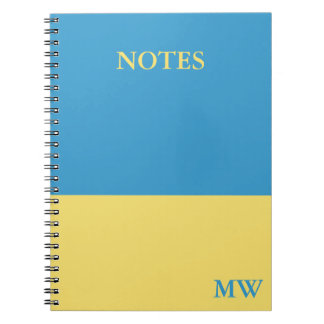 Monogram Colour Block Notebook Sky Blue & Yellow