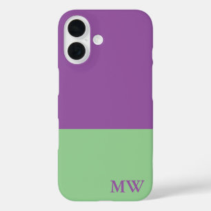 Monogram Colour Block Purple & Mint Green iPhone 16 Case