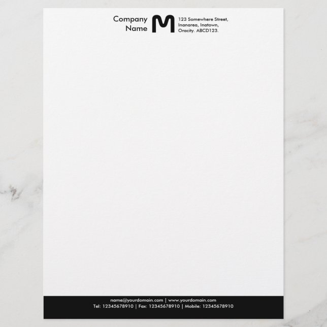 Monogram Colour Footer - Black Letterhead (Front)