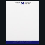 Monogram Colour Footer - Dark Blue Letterhead<br><div class="desc">A Business letterhead template design with a colour footer. The colour of the footer area can also be changed. Company name, Monogram and address at the top with email, web and telephone details in the footer. The text spacing may need some fine adjustment to accommodate a different letter monogram.</div>