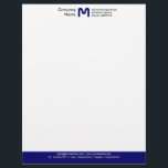 Monogram Colour Footer - Dark Blue Letterhead<br><div class="desc">A Business letterhead template design with a colour footer. The colour of the footer area can also be changed. Company name,  Monogram and address at the top with email,  web and telephone details in the footer.  The text spacing may need some fine adjustment to accommodate a different letter monogram.</div>