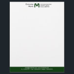 Monogram Colour Footer - Dark Green Letterhead<br><div class="desc">A Business letterhead template design with a colour footer. The colour of the footer area can also be changed. Company name,  Monogram and address at the top with email,  web and telephone details in the footer.  The text spacing may need some fine adjustment to accommodate a different letter monogram.</div>