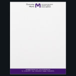 Monogram Colour Footer - Dark Purple Letterhead<br><div class="desc">A Business letterhead template design with a colour footer. The colour of the footer area can also be changed. Company name,  Monogram and address at the top with email,  web and telephone details in the footer.  The text spacing may need some fine adjustment to accommodate a different letter monogram.</div>