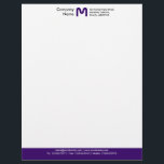 Monogram Colour Footer - Dark Purple Letterhead<br><div class="desc">A Business letterhead template design with a colour footer. The colour of the footer area can also be changed. Company name,  Monogram and address at the top with email,  web and telephone details in the footer.  The text spacing may need some fine adjustment to accommodate a different letter monogram.</div>