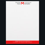 Monogram Colour Footer - Red Letterhead<br><div class="desc">A Business letterhead template design with a colour footer. The colour of the footer area can also be changed. Company name, Monogram and address at the top with email, web and telephone details in the footer. The text spacing may need some fine adjustment to accommodate a different letter monogram.</div>