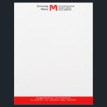 Monogram Colour Footer - Red Letterhead<br><div class="desc">A Business letterhead template design with a colour footer. The colour of the footer area can also be changed. Company name, Monogram and address at the top with email, web and telephone details in the footer. The text spacing may need some fine adjustment to accommodate a different letter monogram.</div>