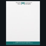 Monogram Colour Footer - Teal Letterhead<br><div class="desc">A Business letterhead template design with a colour footer. The colour of the footer area can also be changed. Company name,  Monogram and address at the top with email,  web and telephone details in the footer.  The text spacing may need some fine adjustment to accommodate a different letter monogram.</div>
