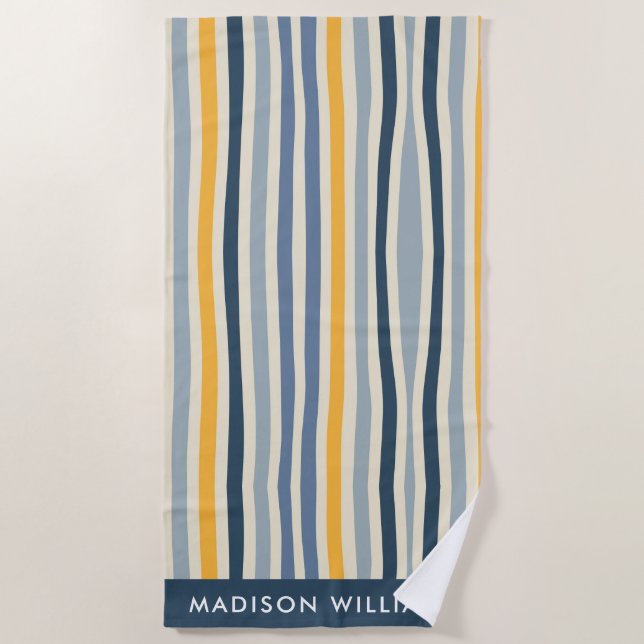 Monogram Coloured Lines Elegant Stylish   Beach Towel (Front)