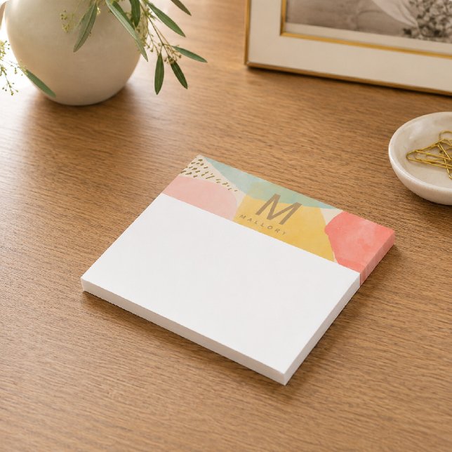 Monogram Colourful Abstract Shapes Post-It Notes (Creator Uploaded)