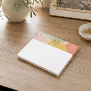 Monogram Colourful Abstract Shapes Post-It Notes