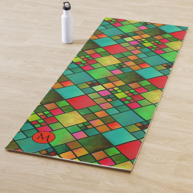 Monogram Colourful Chequered Pattern Yoga Mat (In Situ)