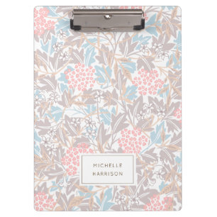 Monogram Colourful Floral Modern Vintage Blue Pink Clipboard