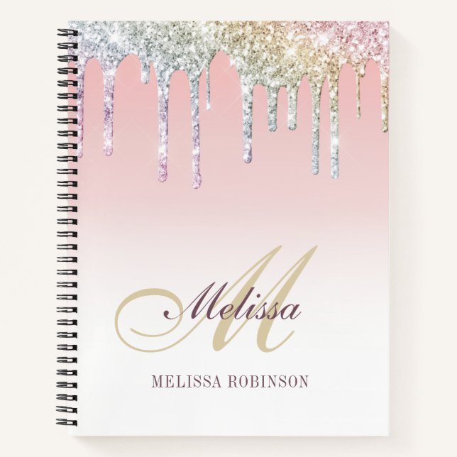 monogram colourful glitter mouse pad notebook (Front)