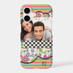 Monogram Colourful Modern Floral Personalized Phot